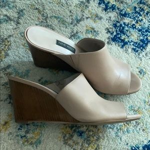 Nine West Nude and Wood Wedge Heel